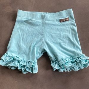 Girls Matilda Jane turquoise ruffled biker shorts